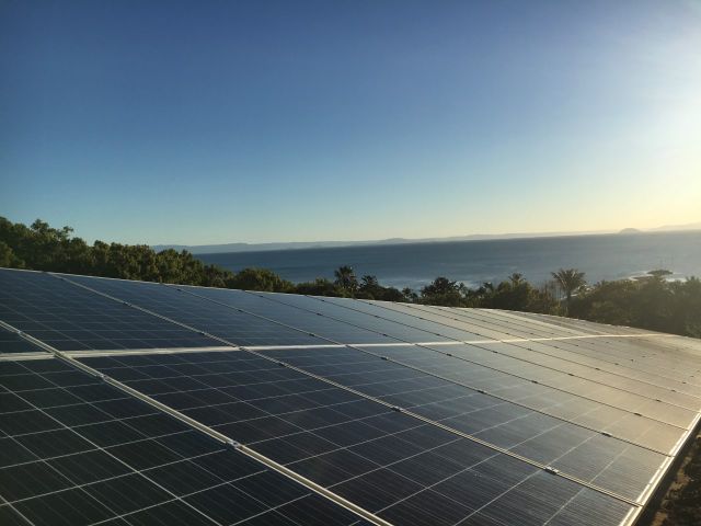 Newly installed energy-saving solar panels at Orpheus Island